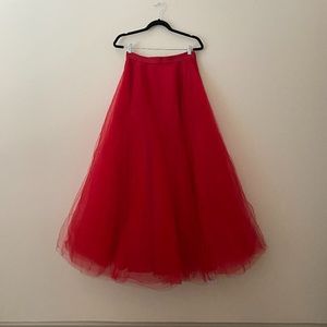 Fanfaronda Red Long Tulle Skirt